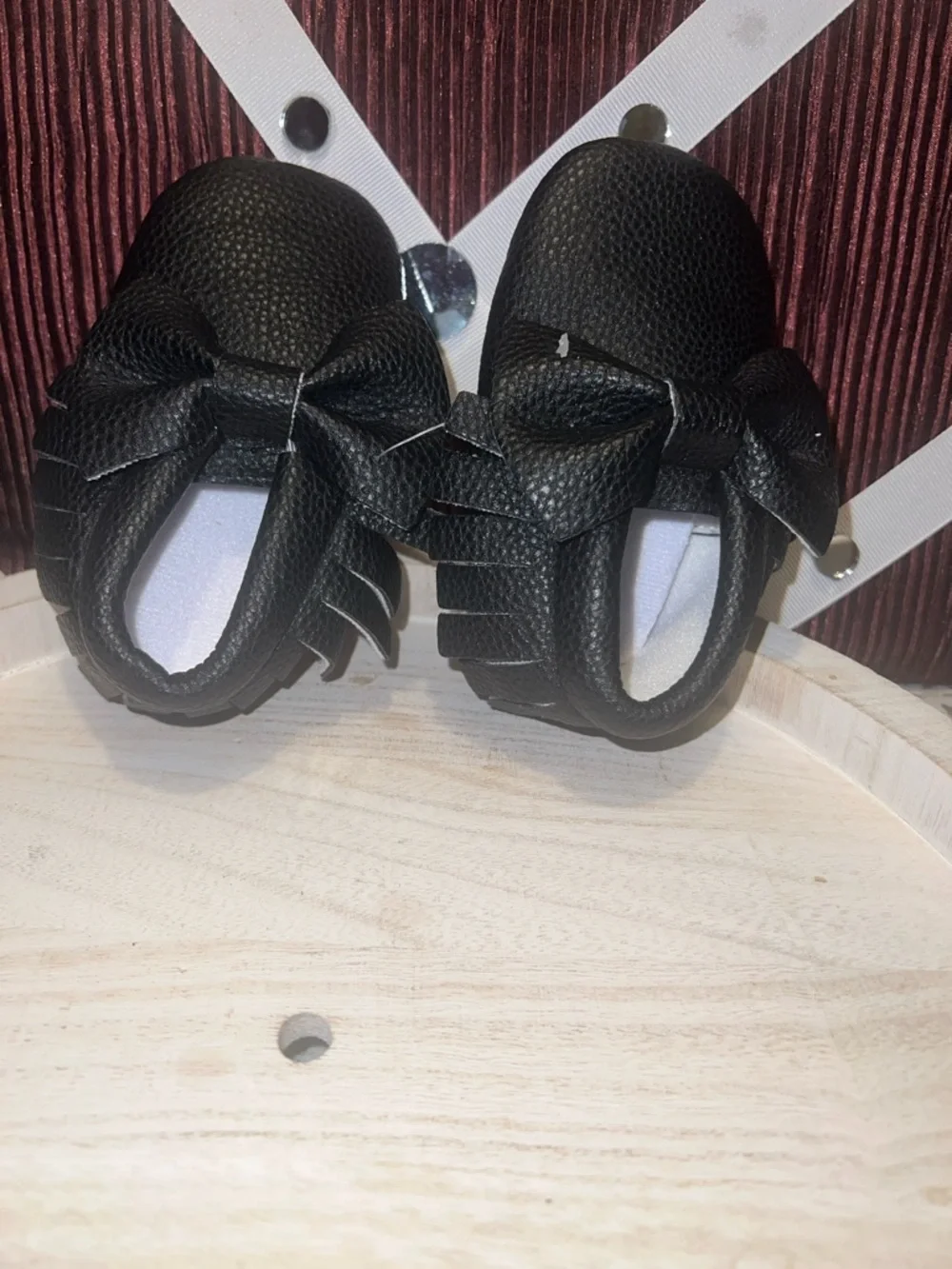 Kids Black Bow Baby Shoes